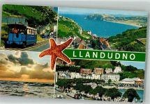 Llandudno 1978 Foto AK Bergbahn Great Orme Railway Hafen Auto
