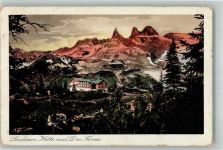 Lindauer Hütte Foto AK Hüttenstempel Drei Türme