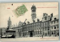 Mons 1908 Foto AK Rathaus Justizgebäude Briefmarke Bildseite