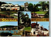79585 W7853 Steinen , Kr Lörrach Foto AK Terrassenhäuser an der Waldstraße Parkanlage Schwimmbad