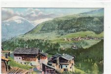 Mieders im Stubaital mit Gesamtansicht gelaufen von 1923, Marke entfernt kleiner Knick oben links und in der Mitte, leichte Eckabschürfungen, sonst gut erhalten