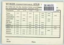 W5000 Köln Stadt Wynen Zigarettenfabrik Agrippastr. Bestellkarte Zigarette