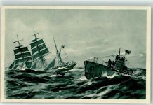 U-Boot Tag 1917 Franz. Barke wird versenkt Propaganda WK I AK Stöwer, W.