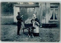 Laitiere Flamande Polizeikonrtolle Beruf AK Hundekarren 1908 Gebrauchsspuren