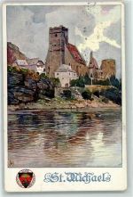 5582 Sankt Michael im Lungau 1913 Künstlerkarte sign. Wappen Deutscher Schul Verein Kirche Turm