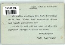 51399 W5093 Hilgen 1914 KEINE AK Schäftefabrik Fritz Ackermann Postkarte