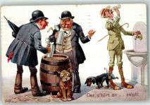Humor Bierfass Bierkrug Hund Dackel ASM Nr.1159 Schlemo, E. 1913 Künstlerkarte