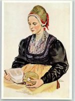 Broumov Braunau Lithographie / Künstlerkarte sign. E. Moser-Pfiffl Braunauer Tracht