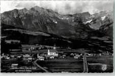 6306 Söll Foto AK Luftkurort 703 m Tirol mit Wildem Kaiser Kirche