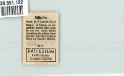 67574 W6522 Osthofen , Rheinhess Vignette Klebemarke Stadtwappen Osthofen Kaffee Hag Nr.14