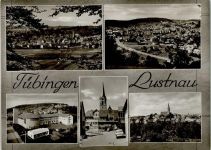 72070 W7400 Lustnau Foto AK Sportplatz Ev. Kirche