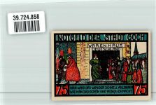 47574 W4180 Goch 1922 Notgeldschein 75 Pfennig Haus zu den Fünf Ringen