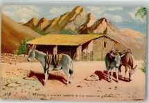 Cordoba 1953 Künstlerkarte Esel Hütte