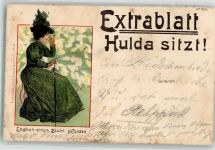 Frau Opernglas Lithographie Bürger Bruno 1899 Gebrauchsspuren