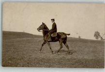 Junger Mann auf einem edlen Pferd in offener Landschaft Reiten Privatfoto AK