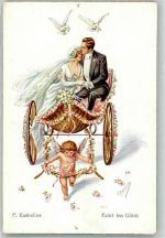 Hochzeit Fahrt ins Glück Engel WBSS 6593 Kaskeline, F. Künstlerkarte