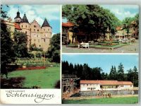 98553 O6056 Schleusingen Foto AK Schloss Bertholdsburg Schwimmbad Marktplatz