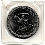 one Crown 1976 Elizabeth II Centenary of the Horse tram Münze auf AK