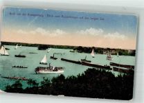 10115 O1186 Schmöckwitz 1920 Gebrauchsspuren Hafen Dampfschiff Segelboote Blick von der Krampenburg