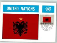 Tirana 1982 Sonderstempel Wappen Flaggen der Nationen Briefmarke Bildseite