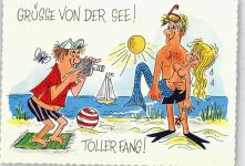 Grüße von der See Strand Humor Nixe
