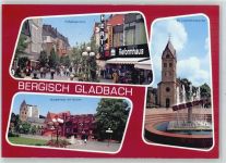 51427 W5060 Bergisch Gladbach - Fußgängerzone, Geschäft, St. Laurentiuskirche, Bürgerhaus
