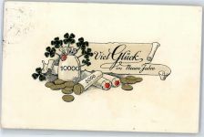 Neujahr , Prägedruck Münze auf AK