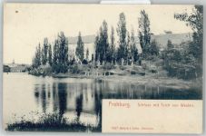 04654 O7233 Frohburg Gebrauchsspuren Schloß mit Teich