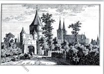 46509 W4232 Xanten Künstlerkarte Scharntor Kupferstich von P. van Liender nach Zeichnung von Jan de Beyer