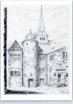 36381 W6490 Schlüchtern Künstlerkarte Kloster Abtswohnung und Westurm