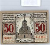 Allenstein Olsztyn Notgeldschein 50 Pfennig Kirche