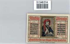 Allenstein Olsztyn Notgeldschein 50 Pfennig Kirche