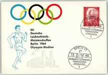 64. Meisterschaft 1964 Olympiastadion Berlin und SST Leichtathletik 1964 Sonderstempel