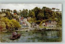 Looe Künstlerkarte Fähre Fowey