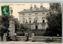10000 Troyes 1909 Foto AK Justizgebäude Briefmarke Bildseite