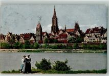 W7900 Ulm , Donau Hildenbrand Hans um 1910 - 25 Münster Novitas No. 1281 Farben Fotos 1914 Foto AK