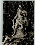 Holzskulptur des Berggeistes des Riesengebirges Rübezahl Foto AK