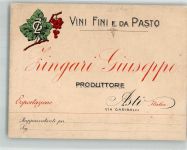 Asti Vini Fini e da Pasto Zingari Giuseppe Bestellkarte Wein Nota