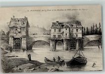 95300 Pontoise 1929 Foto AK Le Pont et les Mpulins en 1833