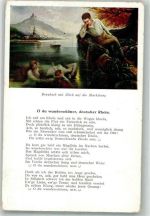W5423 Braubach Text des Liedes O du wunderschöner deutscher Rhein Nixe Lieder AK