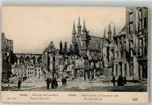 Leuven Louvain / Löwen Foto AK Marktplatz Ruinen WK I 1914