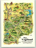 08485 O9802 Lengenfeld , Vogtl Künstlerkarte Das Vogtland Klingenthal Umgebung Landkarte