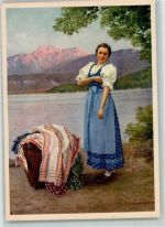 sign. Karl M. Schuster Dirndl AK Indanthren