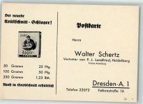 Jäger Tabak Vertreterkarte Tabakwerbung