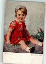 Kinderbildnis in Rot AK Peters, H.
