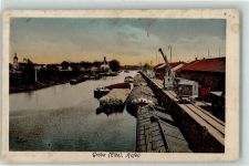 01587 O8401 Gröba - Hafen Verladekran Frachtkahn Eisenbahn