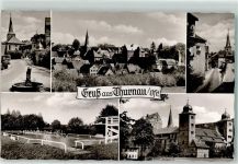 95349 W8656 Thurnau - Kirche Brunnen Schwimmbad Turm