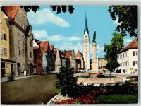 85250 W8064 Pfaffenhofen b Aichach Gebrauchsspuren Oberer Marktplatz Post Fahrrad Mariensäule Stadtpfarrkirche