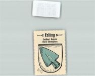 85435 W8058 Erding Vignette Wappen Kaffee Hag Nr. 16 ca. 1920-1940 Blaue Pfugschar