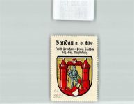 39524 O3521 Sandau Elbe - Vignette Wappen Freist. Preußen Prov. Sachsen Reg. Bez.Magdeburg